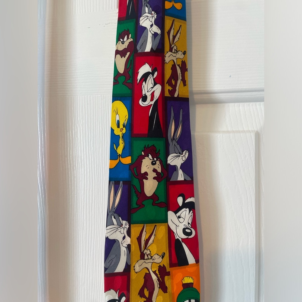 Vintage Looney Tunes Mania Silk Tie (1995) - Bugs Bunny, Daffy Duck, Taz 0132